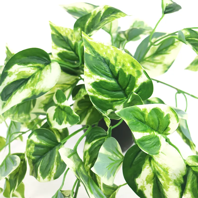 supplies 9 stems artificial variegated pothos with pot for indoor decoration