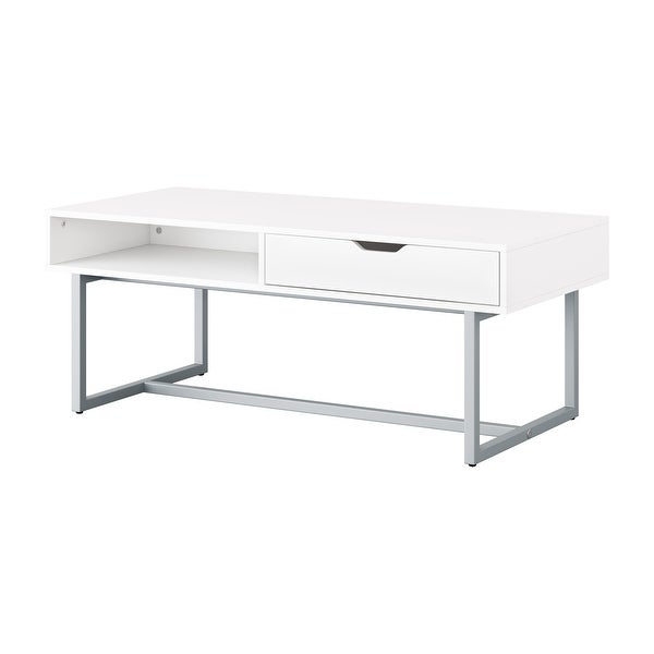 Auston Single Drawer Coffee Table with Silver Metal Legs