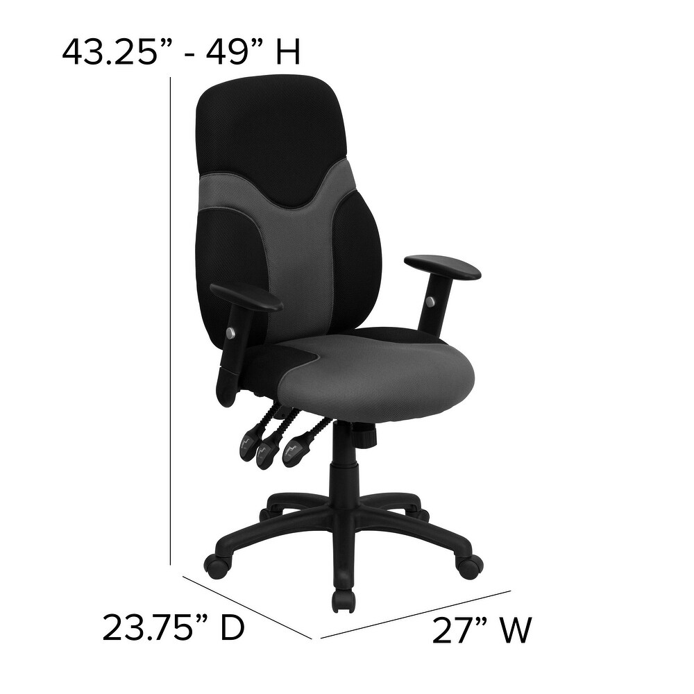 High Back Ergonomic and Gray Mesh Swivel Task Chair with Adjustable Arms