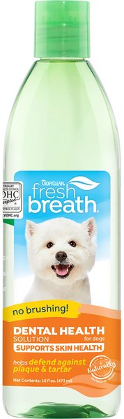 TropiClean Fresh Breath Dental Health Solution + Skin Health Support Dog Dental Water Additive