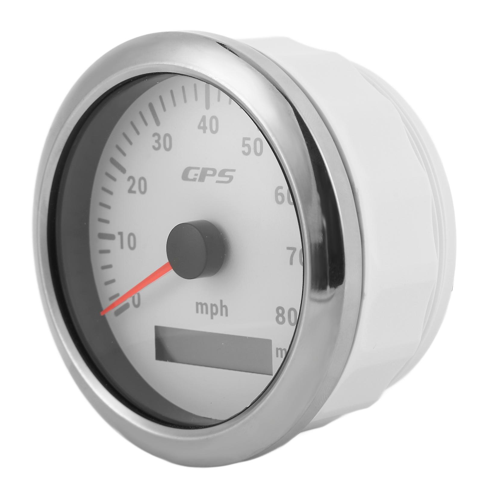 Gps Speedometer 85mm/3.35in Odograph 80mph/h Stainless Steel Universal For Cars Engines Boatswhite