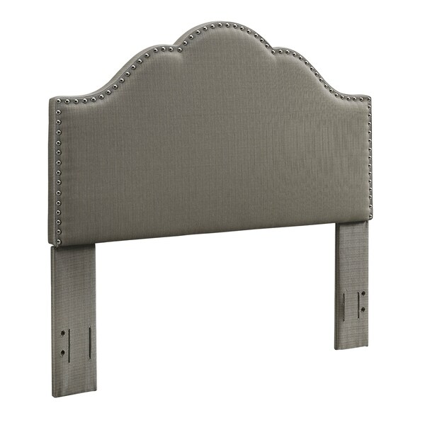 Preston Camelback Upholstered Full/Queen Headboard in Shadow Gray Linen - - 27104087