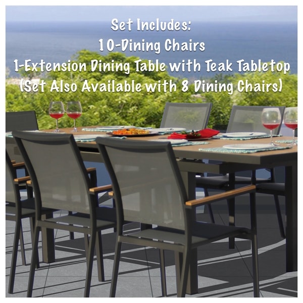 Essence Dark Gray 11Piece Aluminum Dining Set w/ Sling Set in Pewter