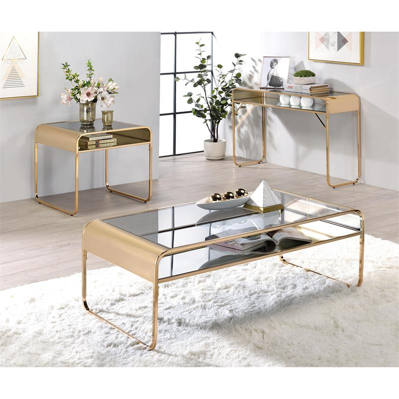 Furniture of America Mexller Contemporary Glass Top Coffee Table in Gold   Contemporary   Coffee Tables   by Homesquare  Houzz