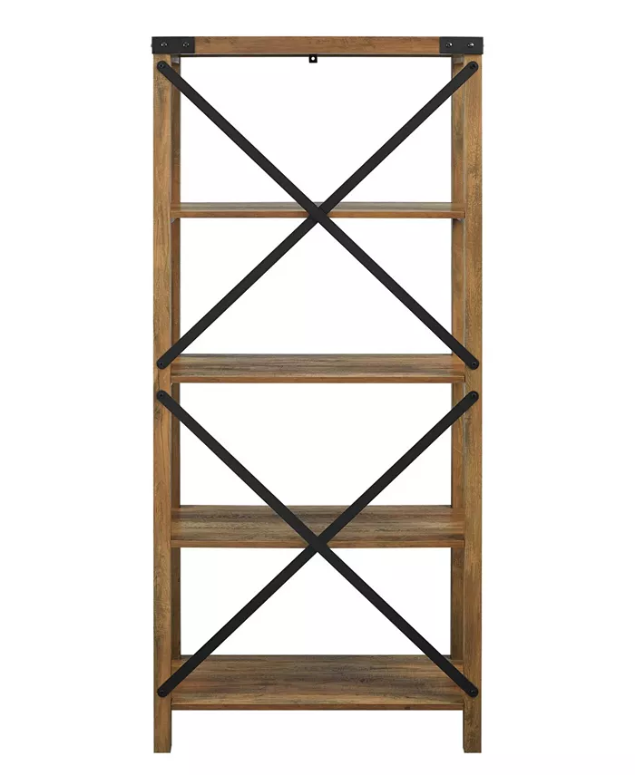 Walker Edison Farmhouse Metal X Bookcase