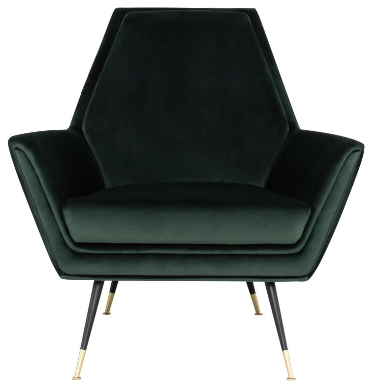 Raivo Occasional Chair Emerald Green Velour Seat Matte Black   Midcentury   Armchairs And Accent Chairs   by Peachtree Fine Furniture  Houzz