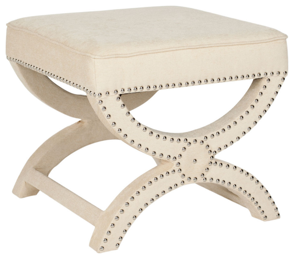 Stella Ottoman Silver Nail Heads Cream   Transitional   Footstools And Ottomans   by V.S.D Furniture  Houzz