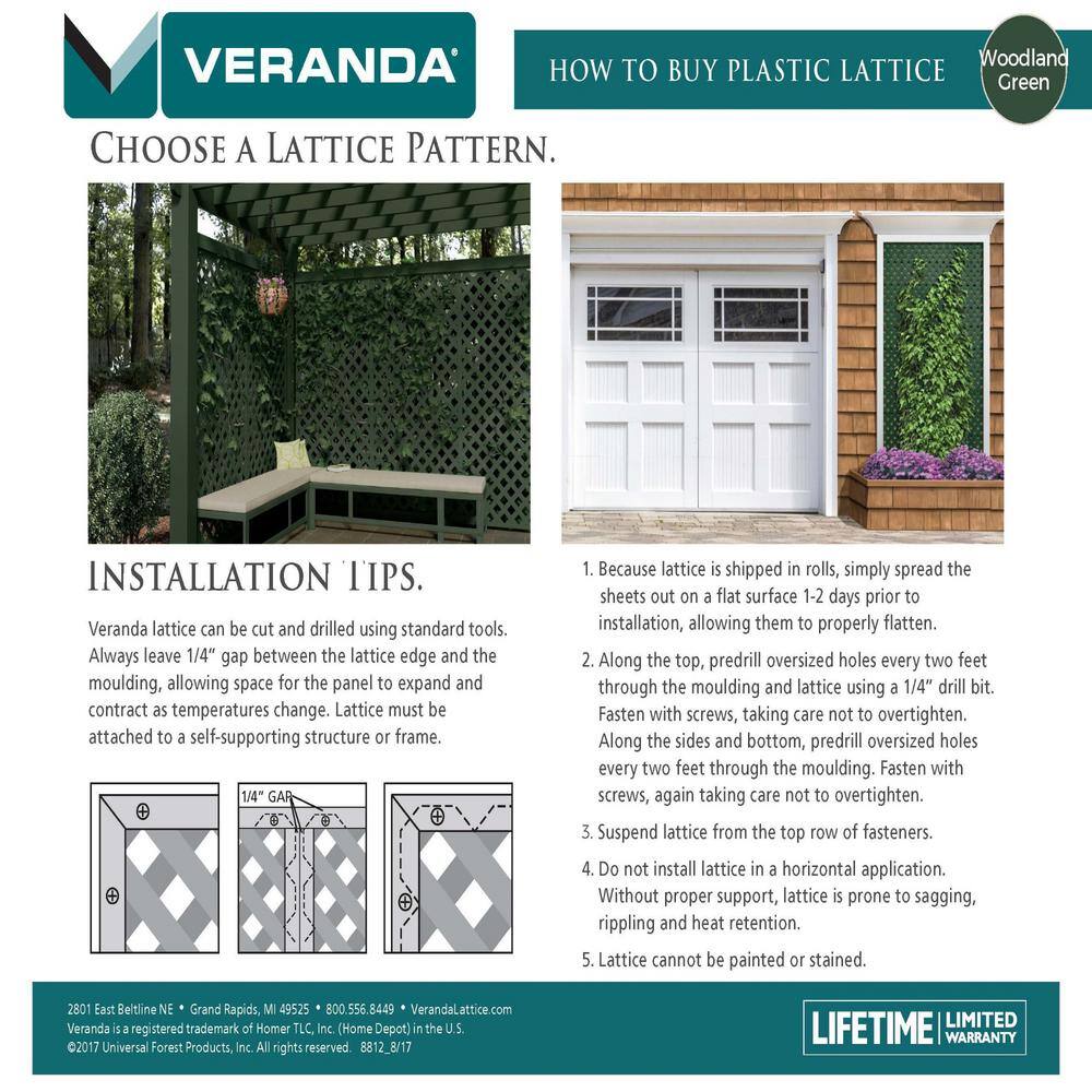 Veranda 4 ft. x 8 ft. Woodland Green Garden Vinyl Lattice 82966