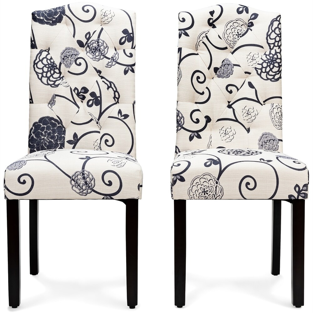 Set of 2 Upholstered Kitchen Dining Chairs Padded Seat Parsons Chairs   Set of 2