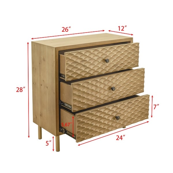 Wooden Accent Storage Cabinet with 3 Drawers Bachelors Chest