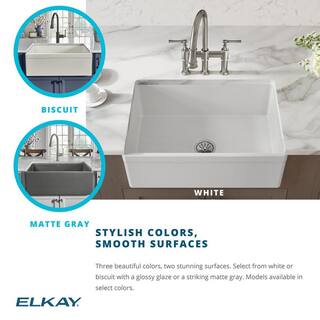 Elkay FarmhouseApron-Front Fireclay 30 in. Single Bowl Kitchen Sink in Matte Gray SWUF28179MG