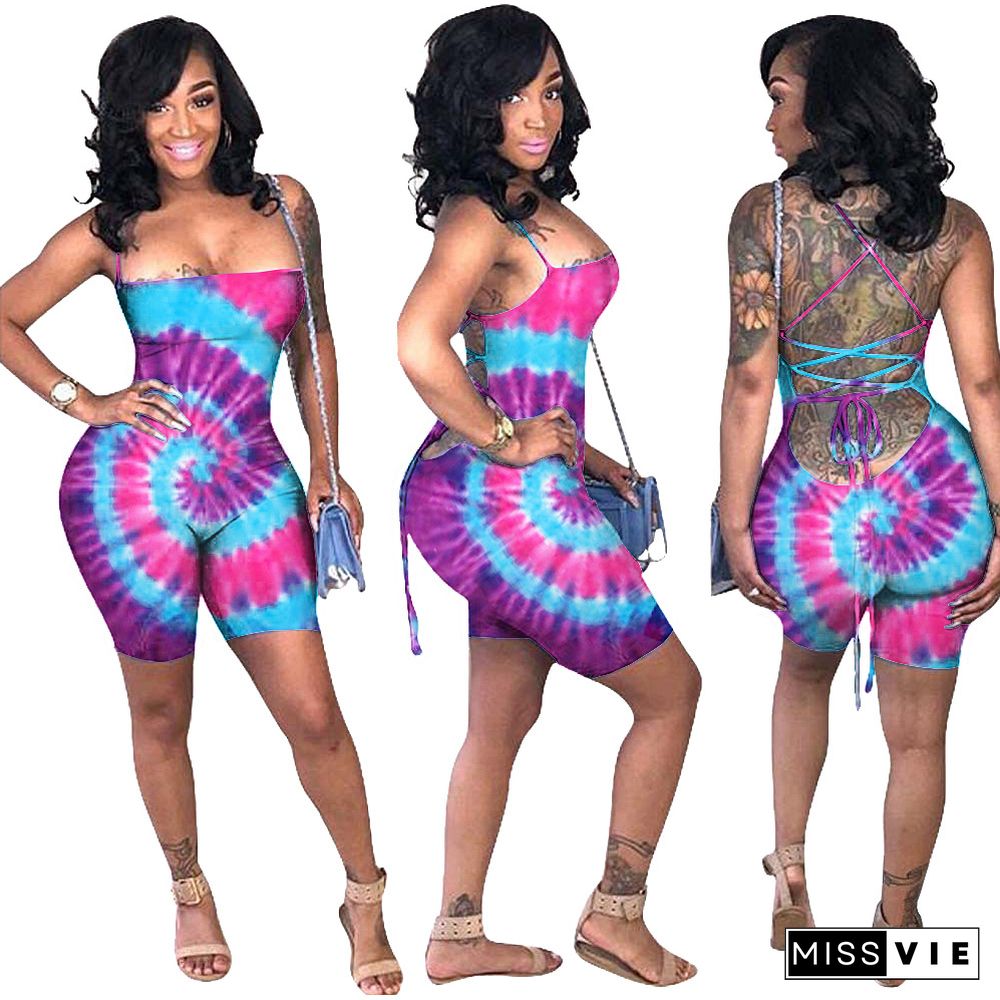 Vogue Tie-dye Sexy Strapless Backless Sleeveless Onesies Romper