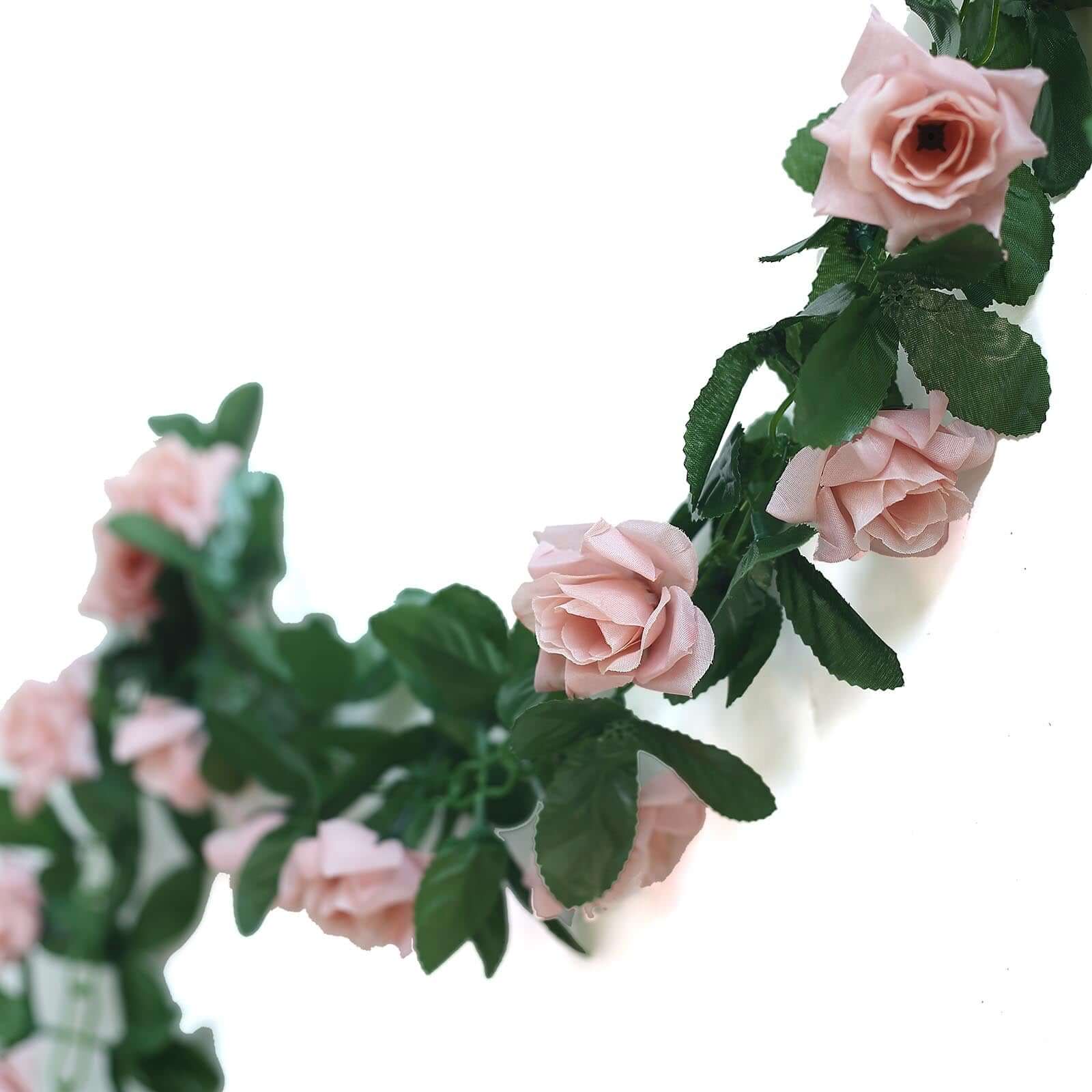 Dusty Rose Artificial Silk Rose Garland UV Protected Flower Chain 6ft