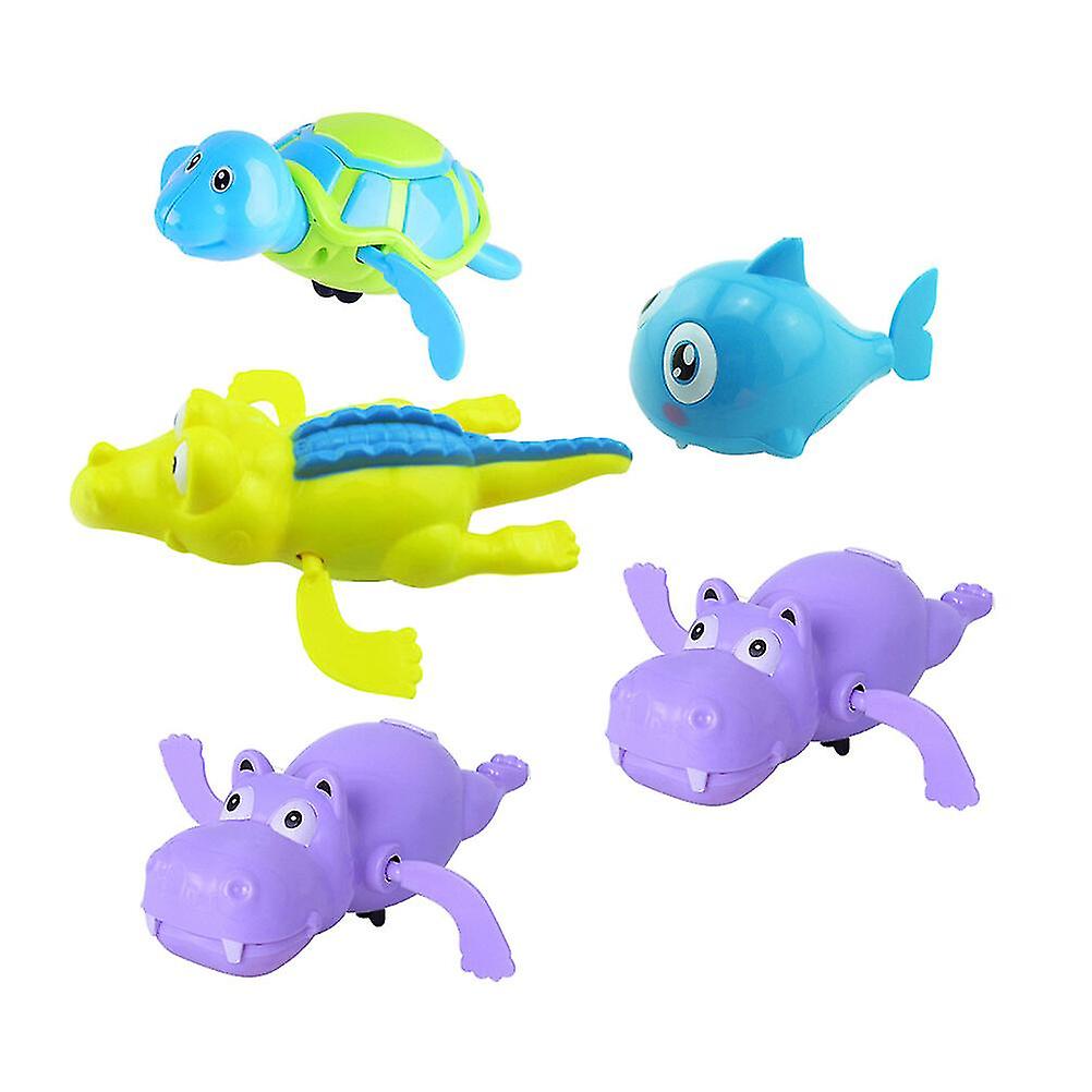 5pcs Kids Bathing Toy Kit Cartoon Clockwork Bath Toys Lovely Animals Swimming Toy Funny Bathing Clockwork Play Toy Mini Water Toys For Kids Child Play