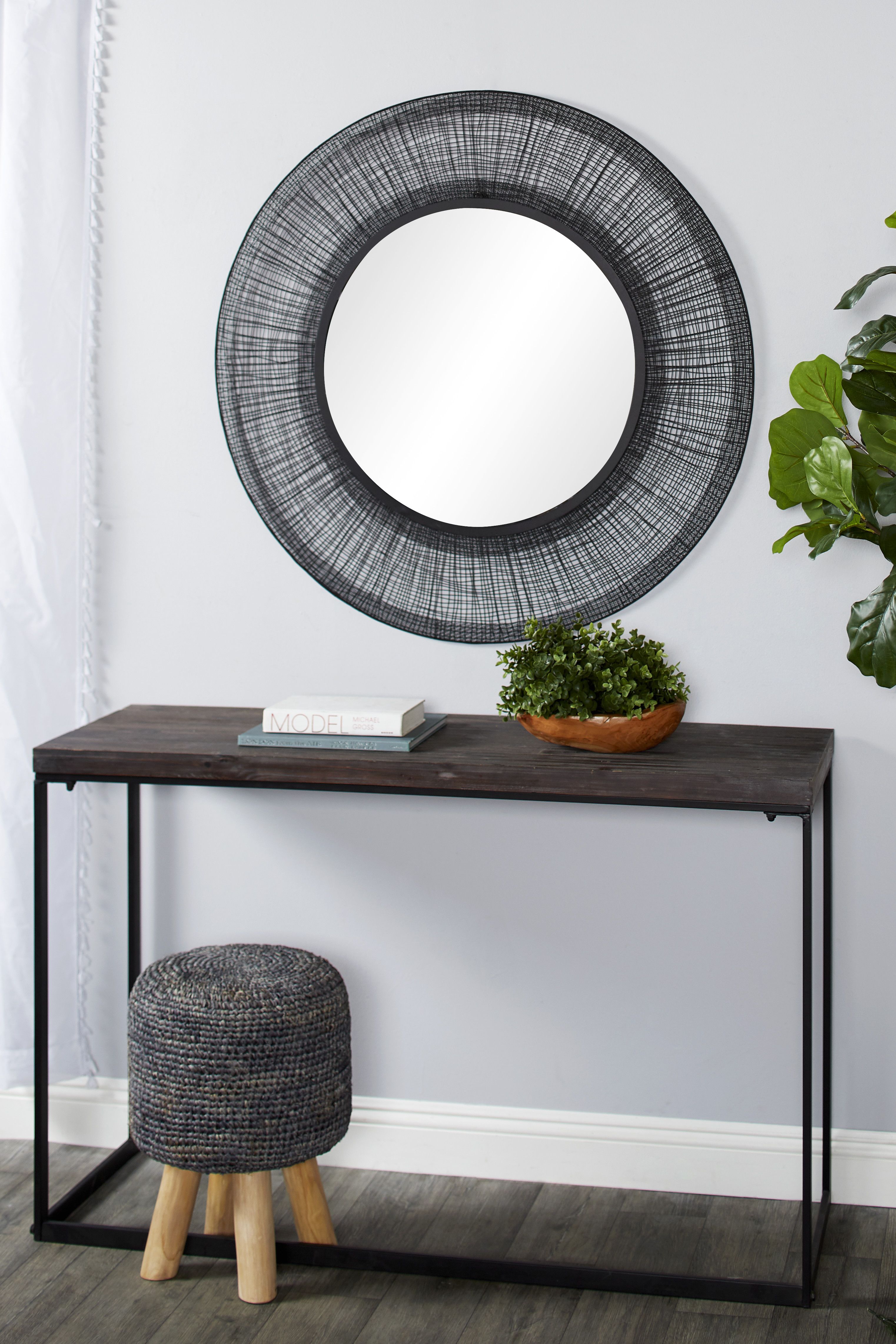 Black Modern Metal Wall Mirror 40 x 40