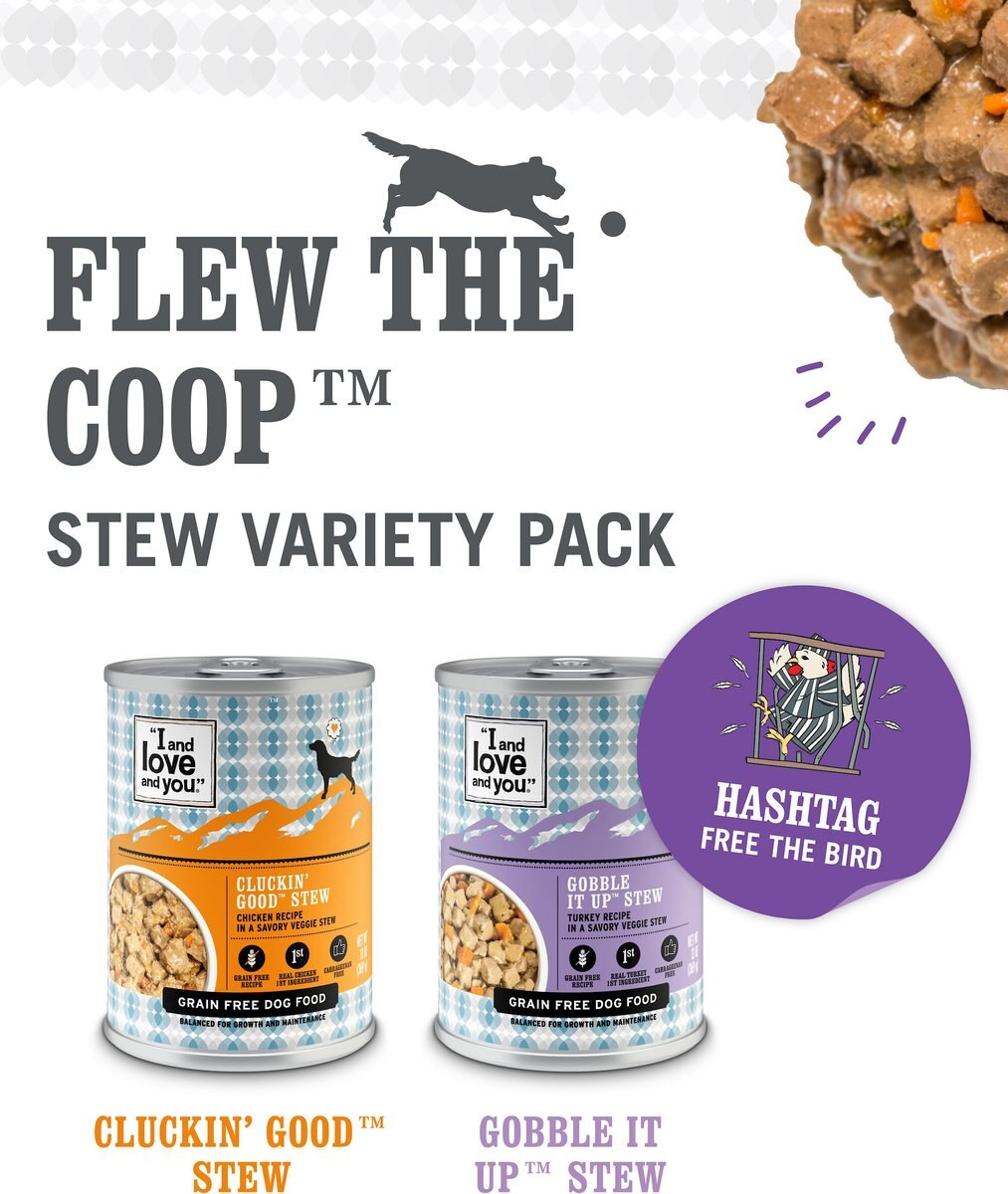 I and Love and You Cluckin' Good and Gobble it Up Stew Grain-Free Combo Pack Canned Dog Food