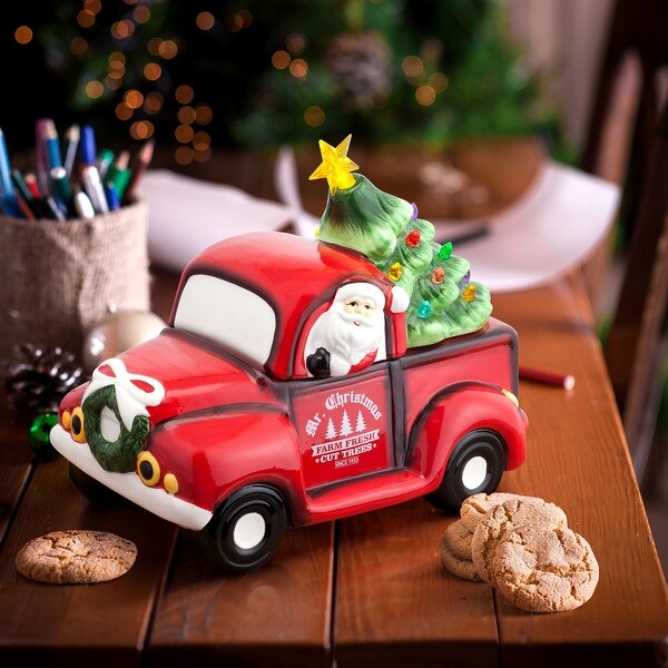 10.5 Nostalgic Ceramic Lit Truck Cookie Jar