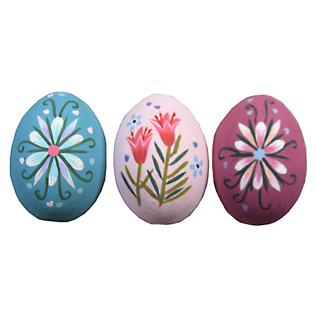 Easter Floral Eggs Rose Hand painted Paper Mache One Hundred 80 Degree Decorative Accent Sets