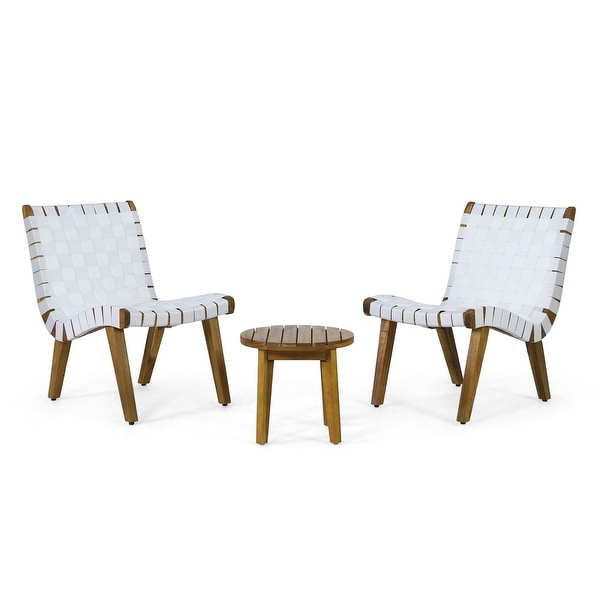 Charlotter Outdoor Rope and Acacia Wood Outdoor Chat Set by Christopher Knight Home