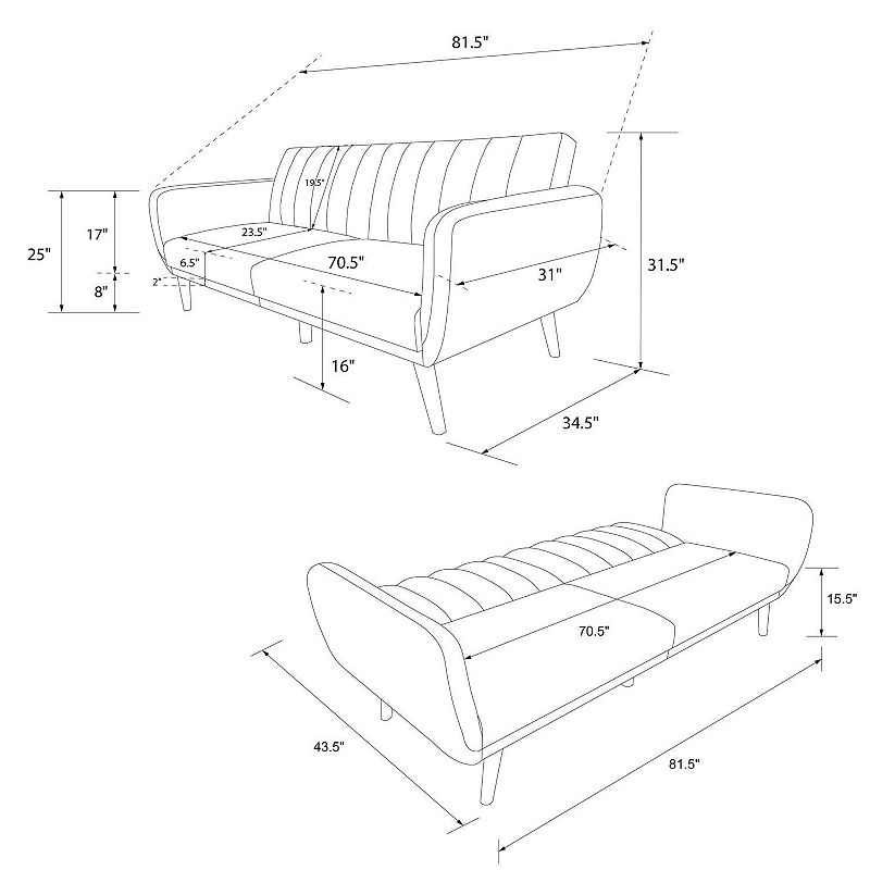 Novogratz Brittany Convertible Couch Futon