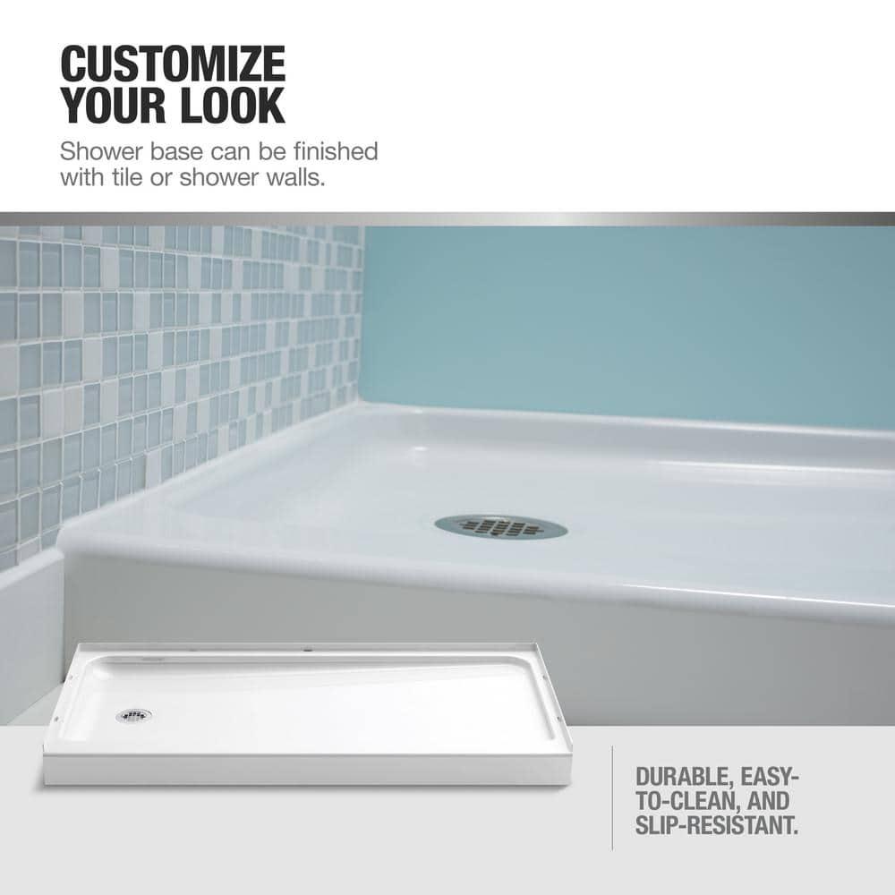 Sterling STORE 60 in x 34 in SingleThreshold Shower Base with Center Drain in White