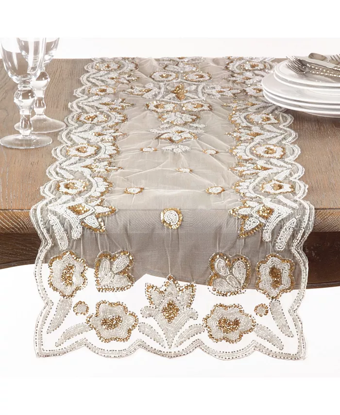 Saro Lifestyle Hand-Beaded Table Runner