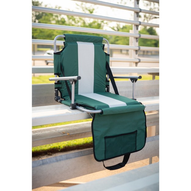 Stansport Folding Stadium Seat With Arms Green tan