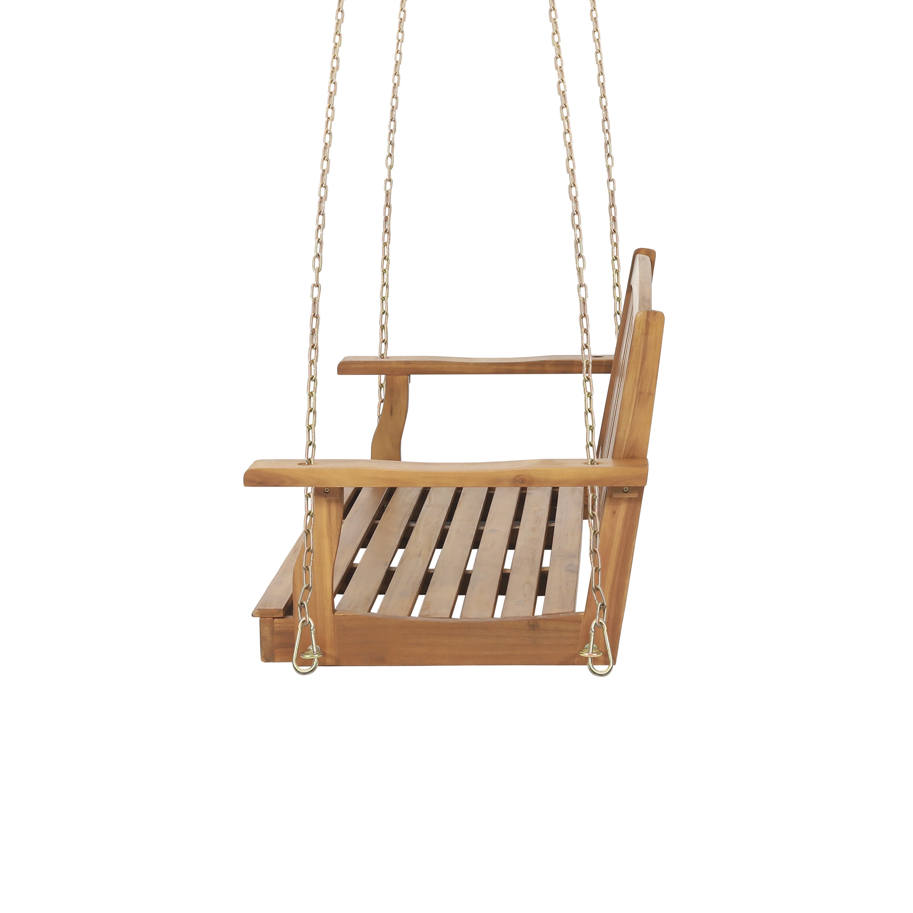 Lawton Outdoor Acacia Wood Hanging Porch Swing