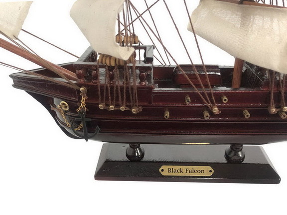 Handcrafted Model Ships Black Falcon White Sails 2...