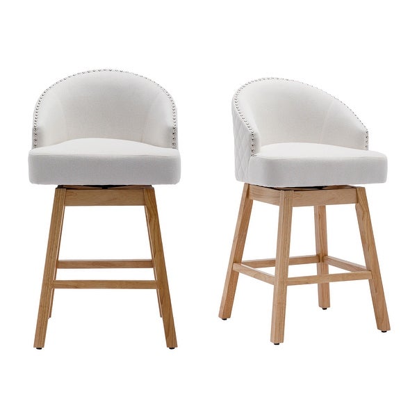 Swivel Wood Counter Height Bar Stools with Footrest (Set of 2)