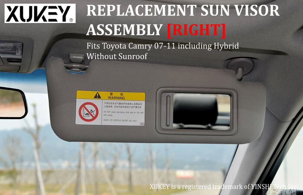 Sun Visor For Toyota Camry 2007-2011 Gray Right Passenger Side Sun Visor Without Sunroof