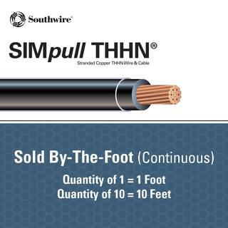 Southwire (By-the-Foot) 10 Black Stranded CU SIMpull THHN Wire 20505499