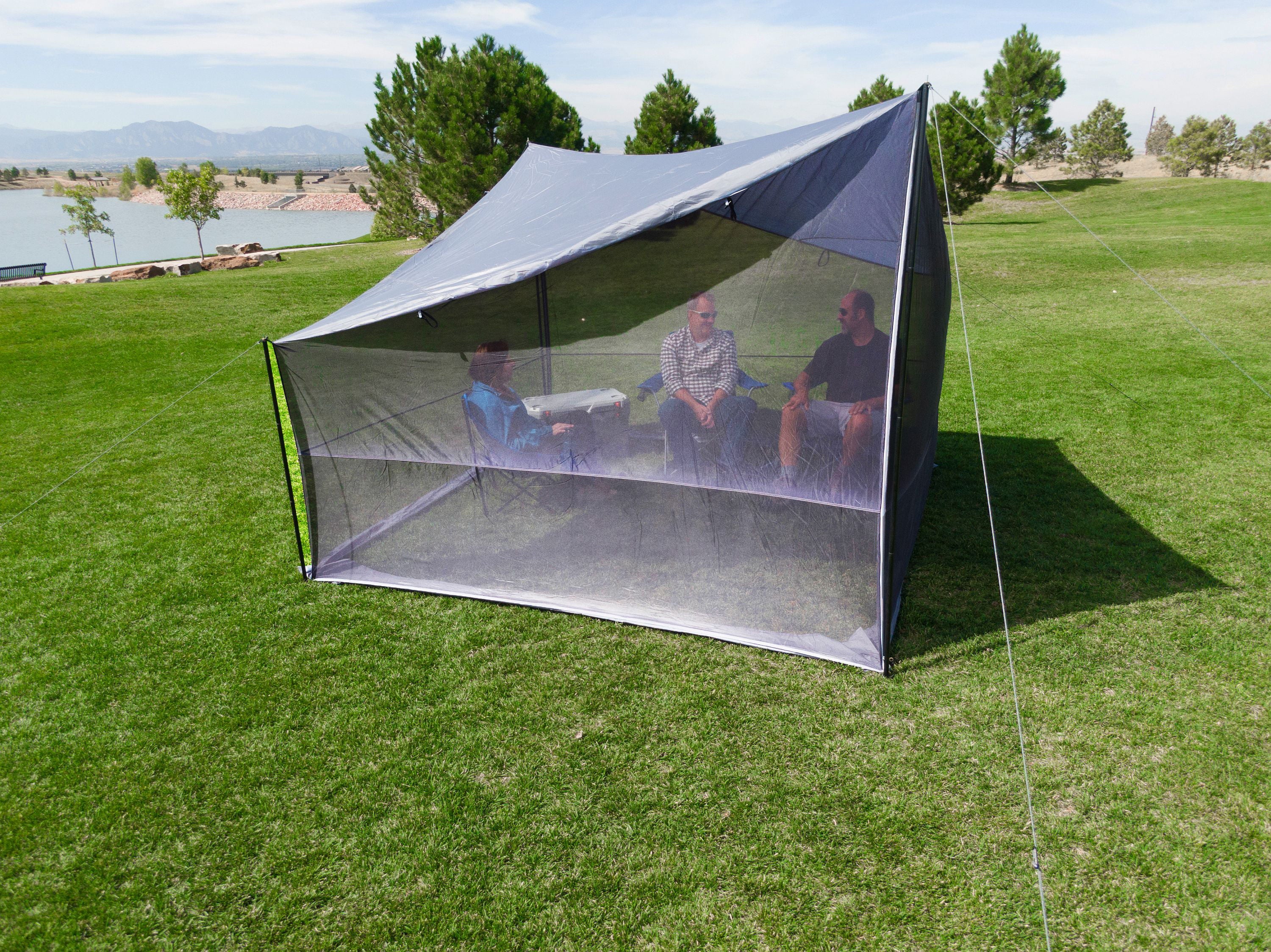 Ozark Trail Tarp Shelter， 9' x 9' with UV Protection and Roll-up Screen Walls