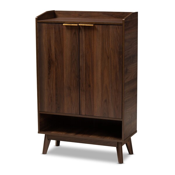 Mid-Century Modern 5-Shelf Wood Shoe Cabinet - - 28560704