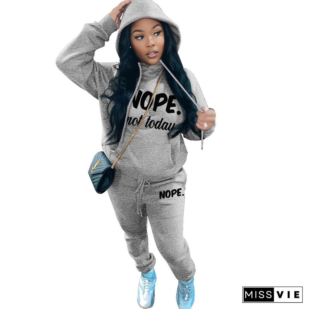 Pullover Fleece Hooded Sweatshirt Two Piece Pants Set