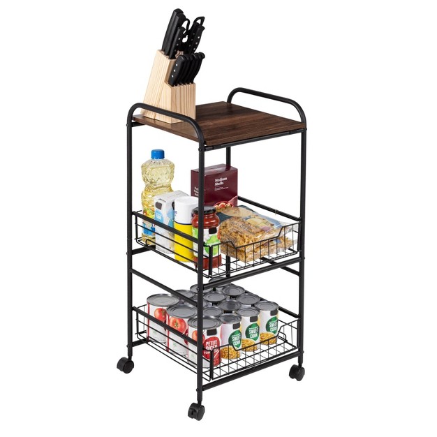 Honey can do 3 Tier Slim Rolling Cart With Pull Out Baskets