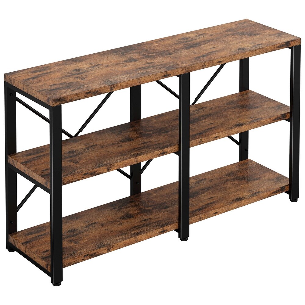 Rustic Entryway Console Table  Long Hallway Table 47in 3 Tier  TV Stand Entertainment Center Media Stand  Industrial Style