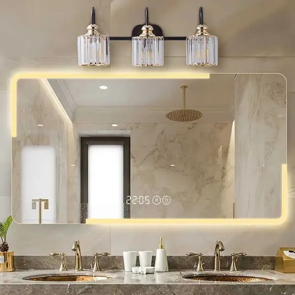 3 Lights Modern Wall Mounted Bathroom Over Mirror Light With Glass Lampshade - 23.13