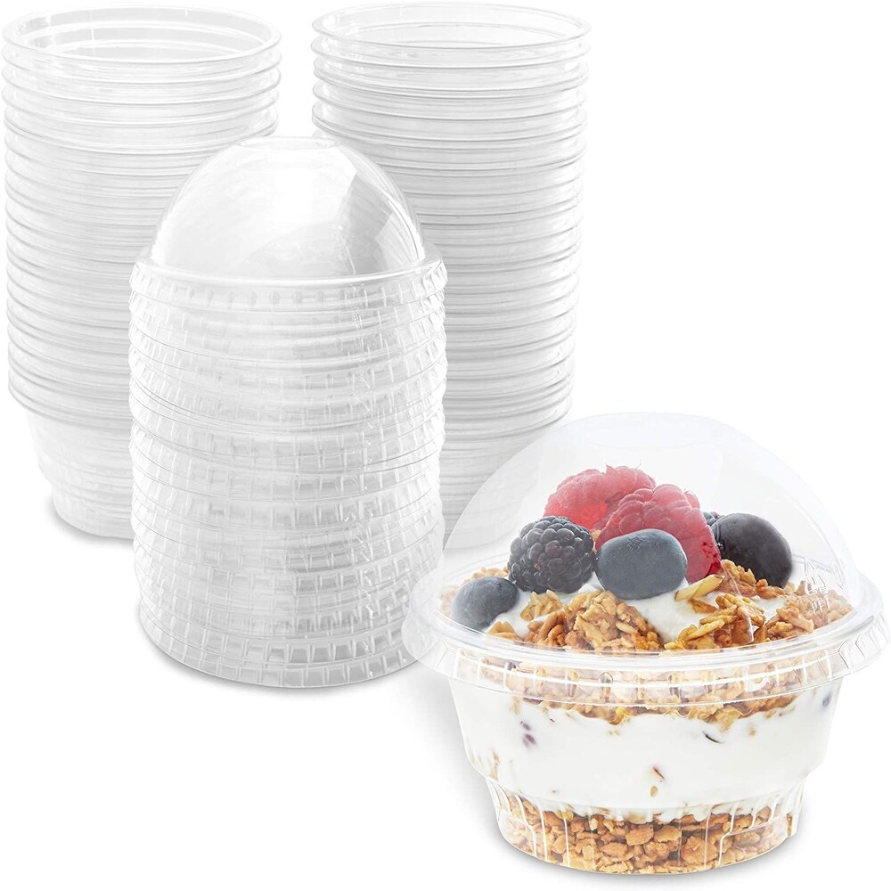 Clear Plastic Ice Cream and Yogurt Cups with Dome Lids (5 oz  50 Pack)