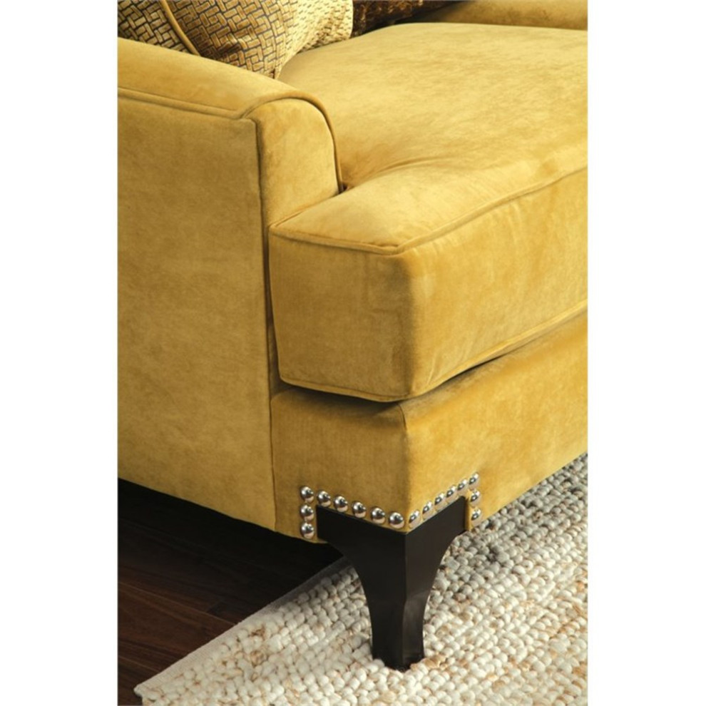 Furniture of America Charlette Traditional Fabric Upholstered Sofa in Gold   Contemporary   Sofas   by Homesquare  Houzz