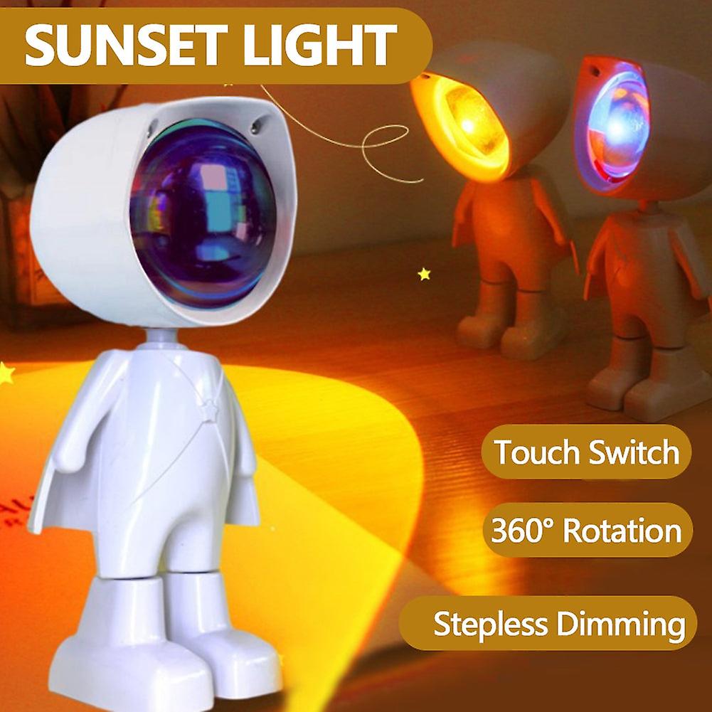 Astronaut Robot Rainbow Projection Sun Lamp Table Night Light Sunset Lamp Infinite Dimming Bedroom Atmosphere Light