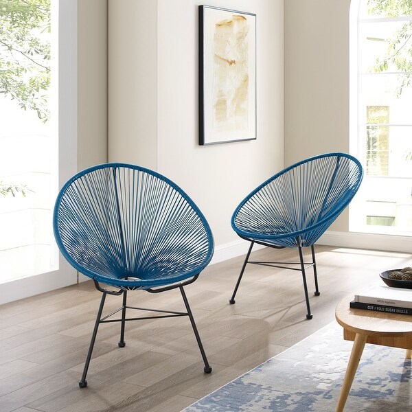 Corvus Sarcelles Acapulco Modern Wicker Bistro Chairs(Set of 2)