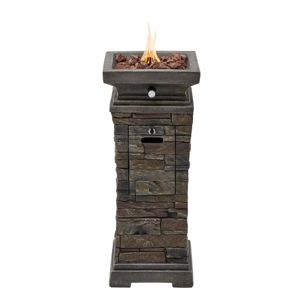 Hampton Bay 29 in. W x 11.8 in. H Square Stacked Stone Fire Column FP15029