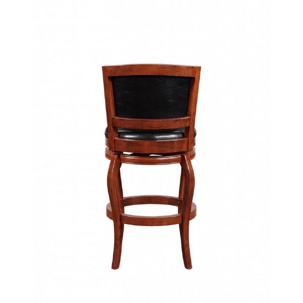 Rory 29 Inch Swivel Barstool， Solid Wood， Nailhead Trim