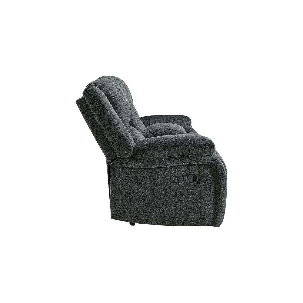 Draycoll Contemporary Double Reclining Loveseat w/Console  Slate   Medium