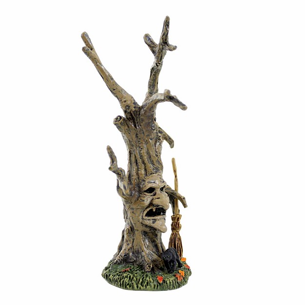 Department 56 Villages Scary Witch Tree One Accessory 7 25 Inches Halloween Black Cat Broom 6011473 Polyresin Brown