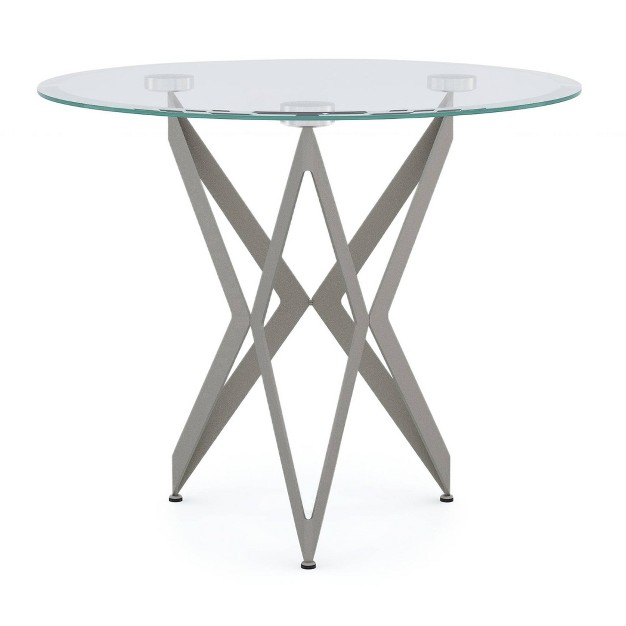 Braylyn Round Glass Top Contemporary End Table Champagne Mibasics