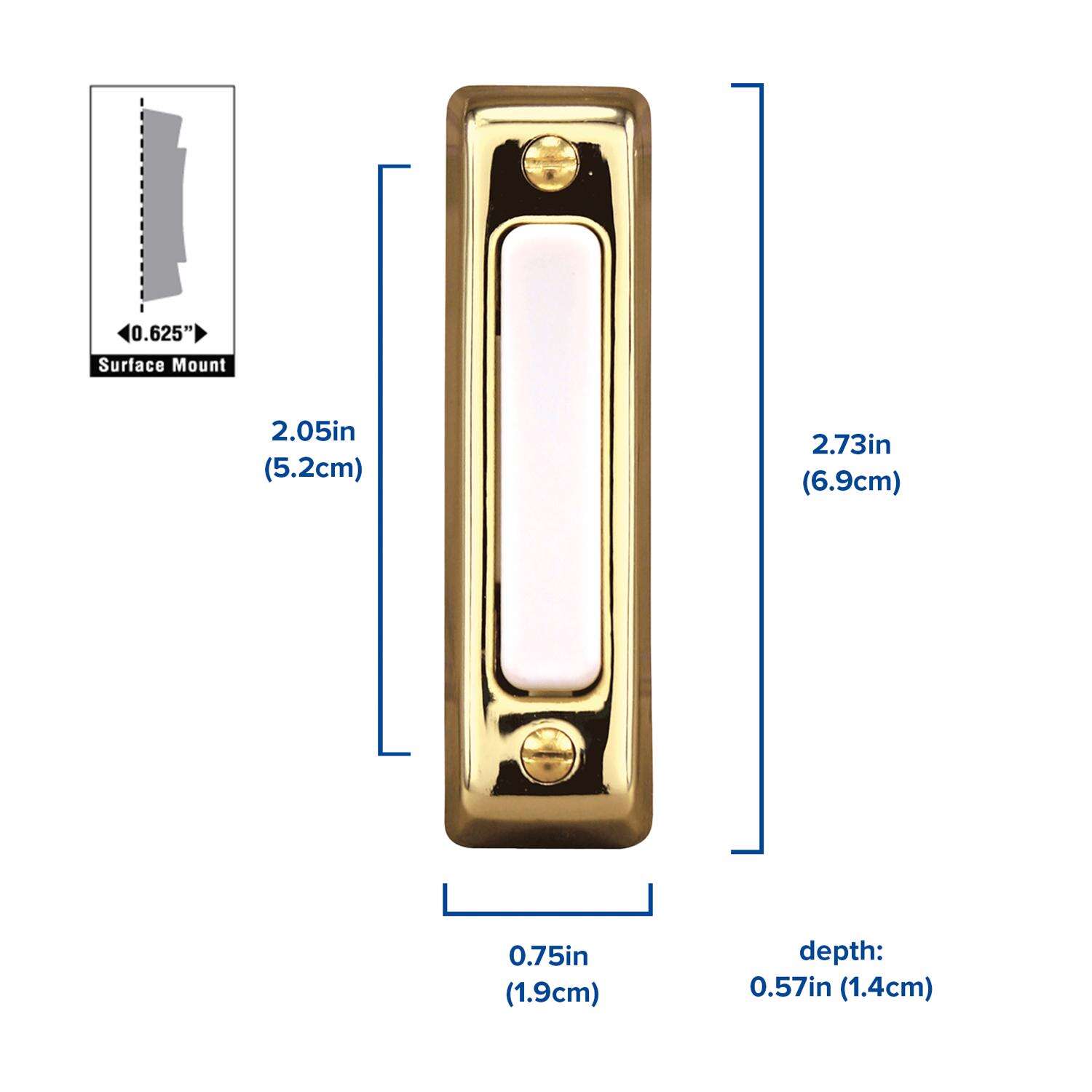 Heath Zenith Polished Brass Plastic Wired Pushbutton Doorbell