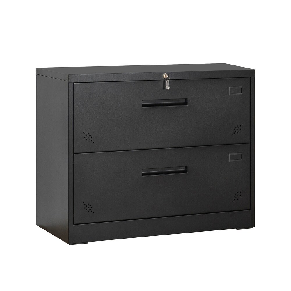 Steel Horizontal File Cabinet with Safety Lock and 2 Drawers   Applicable for Laws/Letters A4 Size Files