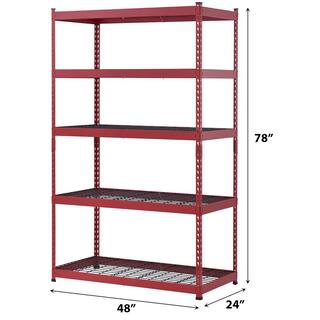 Husky 5-Tier Heavy Duty Boltless Steel Garage Storage Shelving Unit in Red (48 in. W x 78 in. H x 24 in. D) N2R482478W5R